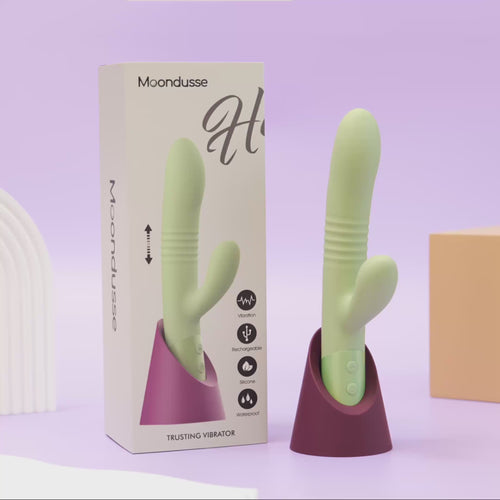 Green retractable sex toys with charging stand